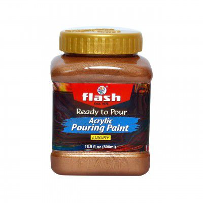 Flash Acrylic Ready to Pour Pouring Paint/Fluid Acrylic 500ml / 16 fl oz Pre-Mixed Water-Based - for Canvas, Wood, Paper, Crafts, Tile, Rocks (Bronze)