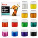 Flash Metallic Acrylic Colour Set | 12 Color Set | 15ml, 1.7 fl oz Each | High Pigment Strength | Non Fading | Indoor/Outdoor | Non Toxic | Multi-Surface Paint | Pro Artist, Hobby Painters & Kid...