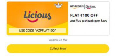 Flat ₹100 off And ₹75 cashback over ₹299