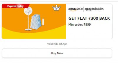 Flat ₹300 cashback on Minimum order of ₹899 | Valid on Amazon Basics Products only