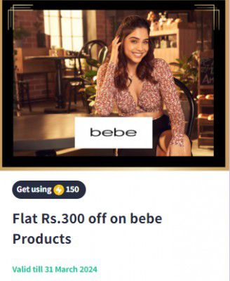 Myntra Insider : Flat 300₹ Off on bebe Products Using 150 SuperCoins