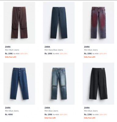 Flat 60% Off On Zara Men's Jeans