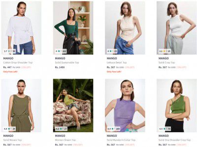 Flat 75% Off On Mango Women's Tops Clothing (International Brand)