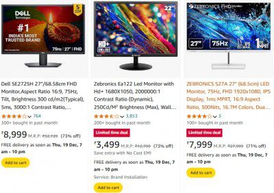 Flat 70% off on Monitors at ₹7999