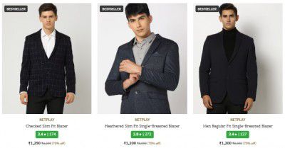 Ajio : Upto 70% Off On Netplay Men's Blazers & Waistcoats | Starts @480