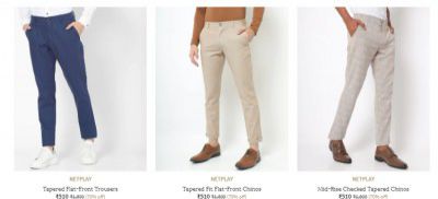 Ajio : Upto 80% Off On Netplay Mens trousers & Pants