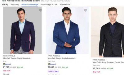 FLAT 70% OFF | PARK AVENUE BLAZERS  FOR MEN'S