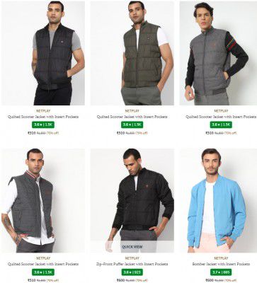 Ajio : Upto 80% Off On Netplay Men's Jackets & Coats
