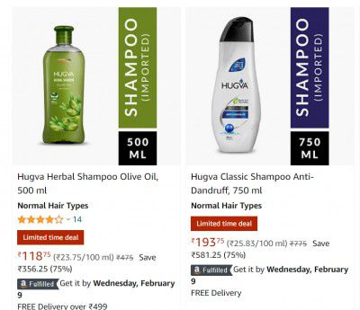 Flat 75% off on Shampoo