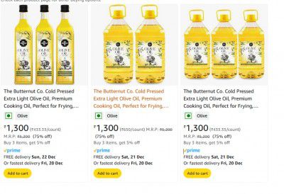 Flat 75% Off The Butternut Co. Cold Pressed Extra Light Olive Oil