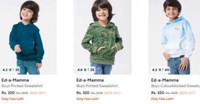 FLAT 80% OFF | Ed A Mamma Sweatshirts Starts At 300/-