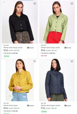 Flat 80% Off on Killer Womens Jackets