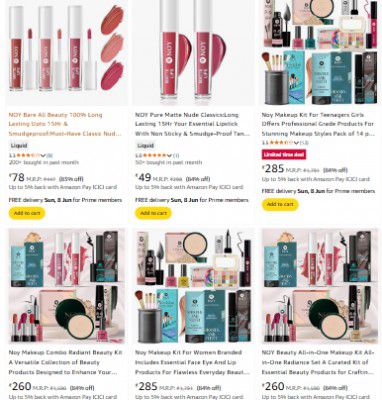 Flat 84% OFF ON NOY Makeup Combo
