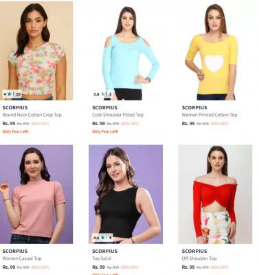 Flat 90% OFF - Scorpius Tops Starts At Rs 99