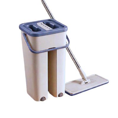 Flat Mop with Bucket for Home Floor Cleaning | Wash & Dry System (Pack of 1)