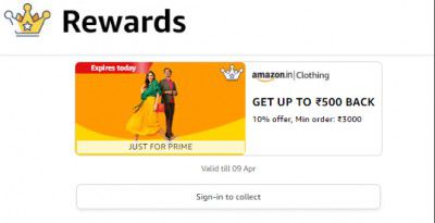 Amazon : Flat Rs.500 Cashback On Min. Order Rs.3000 On Fashion