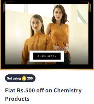 Flat Rs.500 off on Chemistry Clothing Against 250 Supercoins