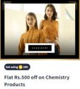Flat Rs.500 off on Chemistry Clothing Against 250 Supercoins...