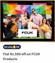 Flat Rs.500 off on FCUK Clothing Against 250 Supercoins...