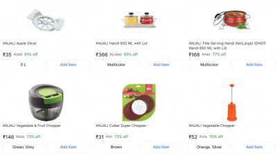 Flipkart : Anjali Kitchen Products Upto 91% off