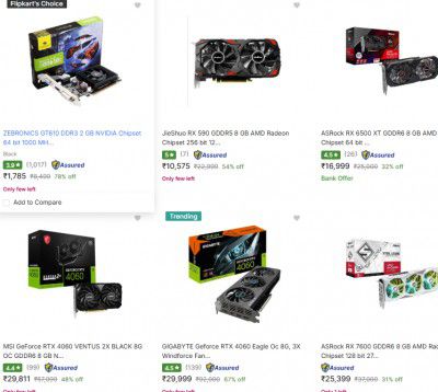 Flipkart: Graphic Cards Upto 78% off