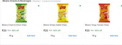 Flipkart Grocery : Flat 60% OFF - Bikano Snacks & Beverages Start At Rs 20