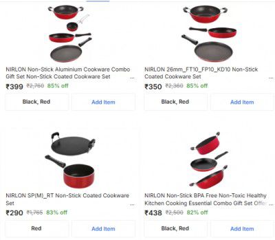 Flipkart Grocery Loot : Upto 85% Off On Nirlon Cookware