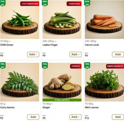 Flipkart Minutes : Veggies at ₹9