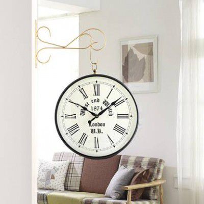 Flipkart Perfect Homes Analog 20.32 cm X 20.32 cm Wall Clock (Gold, With Glass, Station Clock)