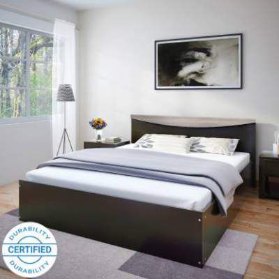 Flipkart Perfect Homes Carol Engineered Wood Queen Bed (Finish Color - Espresso)