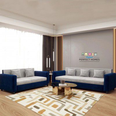 Flipkart Perfect Homes Crete Fabric 3 + 2 Sofa Set (Blue & Grey, DIY(Do-It-Yourself))