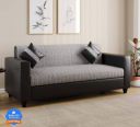Flipkart Perfect Homes Crete Leatherette and Fabric 3 Seater Sofa  (Finish Color - Black & Grey, DIY(Do-It-Yourself))...