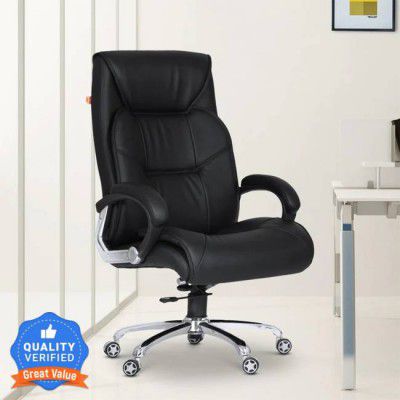 Flipkart Perfect Homes Drake High Back Revolving Chair with Ergonomic Design and Lumbar Support Leatherette Office Arm Chair  (Black, Optional Installation Available)