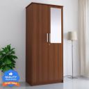 Flipkart Perfect Homes Julian Engineered Wood 2 Door Wardrobe  (Finish Color - Melamine Walnut, Mirror Included, Knock Down)...