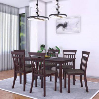 Flipkart Perfect Homes Kansas Solid Wood 6 Seater Dining Set  (Finish Color -Wooden Brown & Coffee, Knock Down)