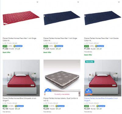 Flipkart Perfect Homes Mattresses Starts ₹2089