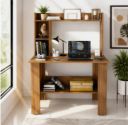 Flipkart Perfect Homes Multipurpose Portable Study Desk with Hutch Storage & Shelves for Home Office Engineered Wood Study Table (Free Standing, Finish Color - Noce Lyon, DIY(Do-It-Yourself))...