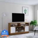 Flipkart Perfect Homes Phonox Engineered Wood TV Entertainment Unit  (Finish Color - Walnut & White, Knock Down)...