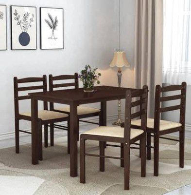 Flipkart Perfect Homes Quattro Solid Wood 4 Seater Dining Set  (Finish Color -Dark Walnut1, Knock Down)