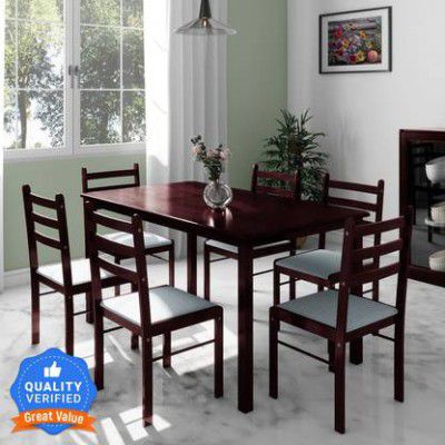 Flipkart Perfect Homes Solid Wood 6 Seater Dining Set (Finish Color -Wooden Walnut, Knock Down)