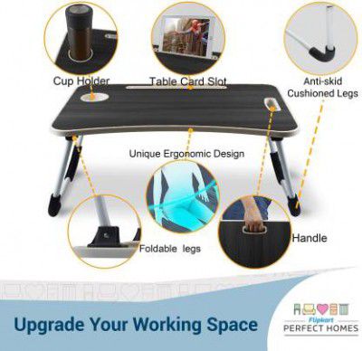 Flipkart Perfect Homes Studio Booster Wood Portable Laptop Table  (Finish Color - Black, Pre Assembled)