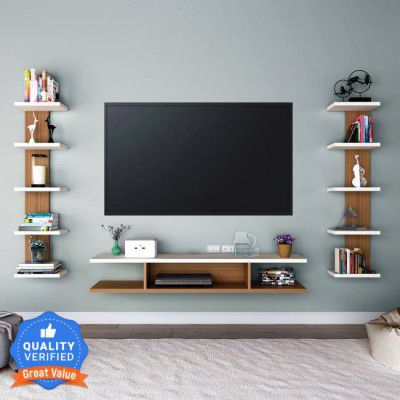 Flipkart Perfect Homes Trance Engineered Wood TV Entertainment Unit  (Finish Color - Walnut & White, DIY(Do-It-Yourself))