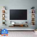 Flipkart Perfect Homes Trance Engineered Wood TV Entertainment Unit  (Finish Color - Walnut & White, DIY(Do-It-Yourself))...