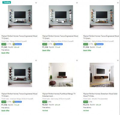 Flipkart Perfect Homes TV Entertainment Units Starts ₹1985