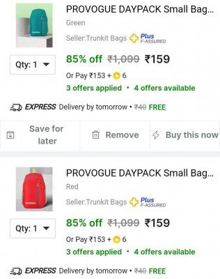 Flipkart : PROVOGUE  Bag ADD 2 QTYS
