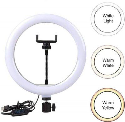 Flipkart SmartBuy 10-inch LED Selfie Ring Light with Mobile Holder for Photo, Video| 3 light mode Ring Flash (White, Black)