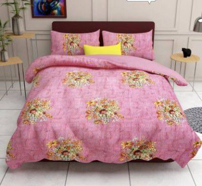 Flipkart SmartBuy 144 TC Microfiber Double Printed Bedsheet  (Pack of 1 Pink)
