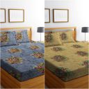 Flipkart SmartBuy 160 TC Microfiber Double Printed Flat Bedsheet  (Pack of 2, Multicolor)...