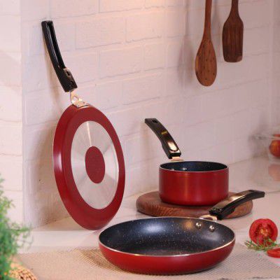 Flipkart SmartBuy 3 pc Non-Induction Bottom Non-Stick Coated Cookware Set  (Aluminium, 3 - Piece)