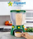 Flipkart SmartBuy 4 in 1 Easy Flow Cereal Dispenser for Kitchen Round Shape Glass Grain StorageBox - 10000 ml Plastic Grocery Container...